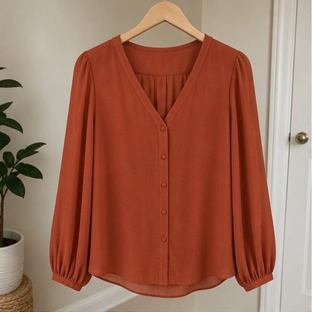Rust Ruffle Blouse
